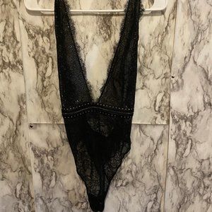 victoria secret one piece lingerie in black